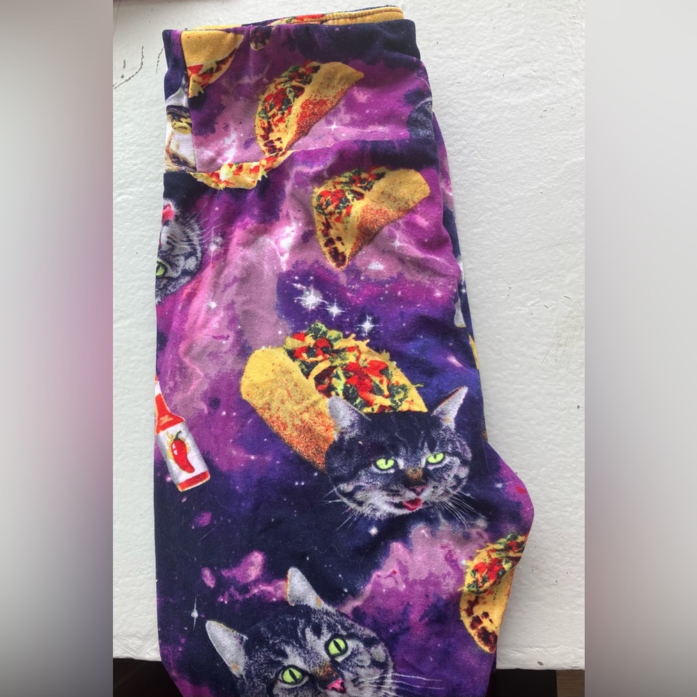 Kids size 3-5 Taco cat galaxy leggings